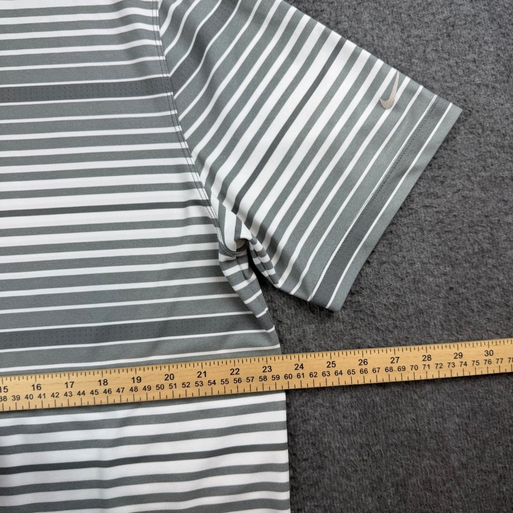 Nike Golf Polo Men's XL Grey White Striped Dri-FIT Tour Performance Short Sleeve - Picture 4 of 7